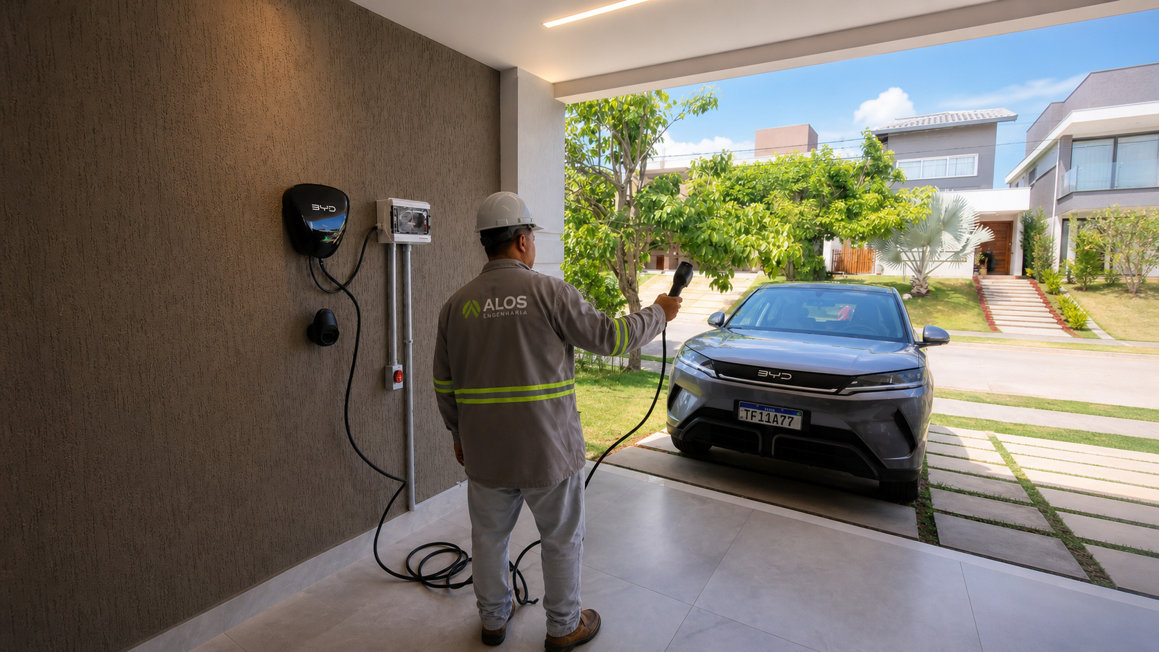 Wallbox instalado em garagem residencial